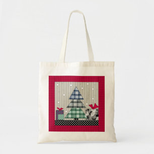 Christmas pattern, applique, new year, christmas tote bag
