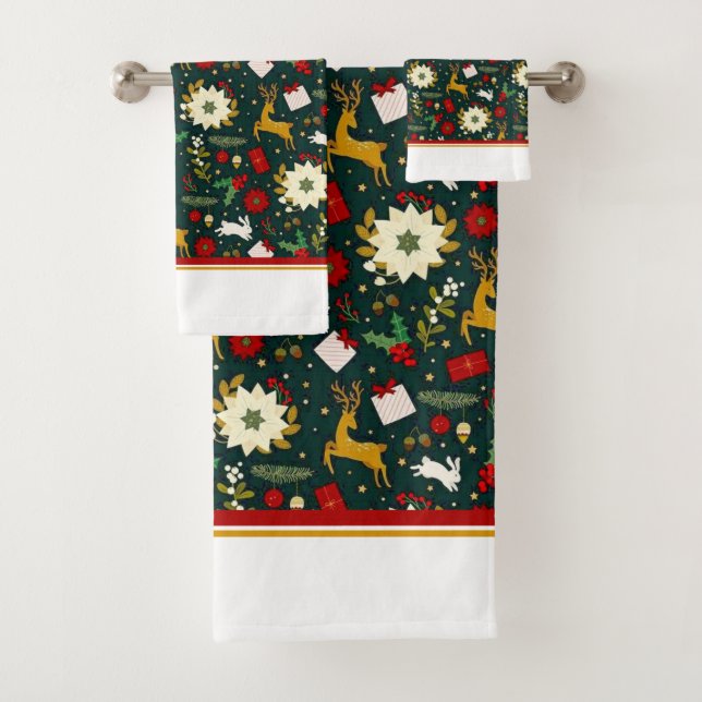 Christmas pattern    bath towel set (Insitu)