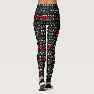 Christmas Pattern Black Leggings