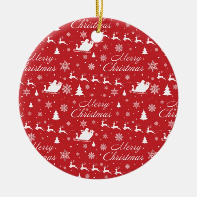 Christmas pattern ceramic tree decoration (Front)