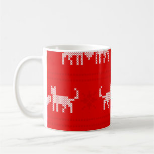 Christmas pattern cross-stitch cats in love with s coffee mug
