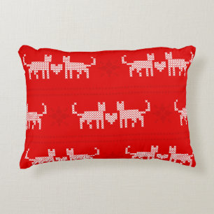 Christmas pattern cross-stitch cats in love with s decorative cushion