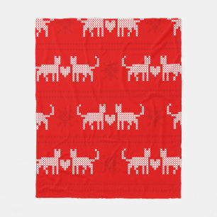 Christmas pattern cross-stitch cats in love with s fleece blanket