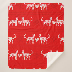 Christmas pattern cross-stitch cats in love with s sherpa blanket