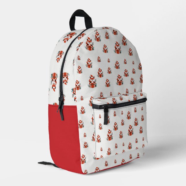 Christmas pattern - Cute red fox seamless pattern Printed Backpack (Back Corner Left)