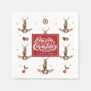 Christmas Pattern Deer Personalised Company Napkin