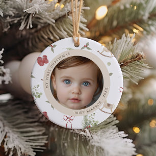 Christmas Pattern First Christmas Photo Ceramic Tree Decoration