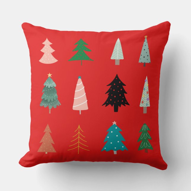 Christmas pattern green blue pink and red classic  cushion (Front)