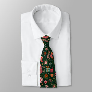 Christmas Pattern Green Tie