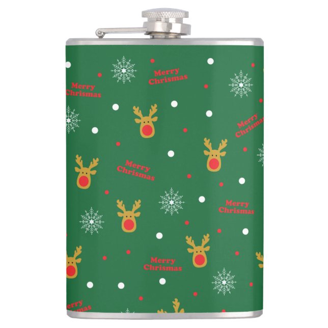 Christmas pattern hip flask (Front)