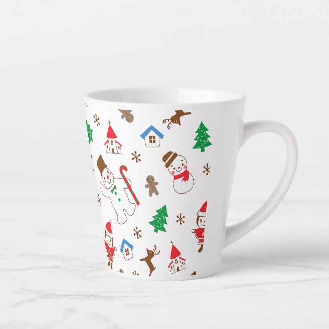 Christmas pattern icon santa tree happy gift latte mug (Right)