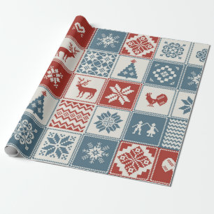 Christmas pattern in patchwork style. Traditional  Wrapping Paper