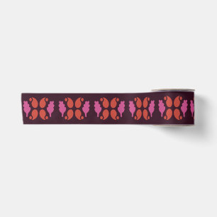 Christmas pattern in red and pink satin ribbon