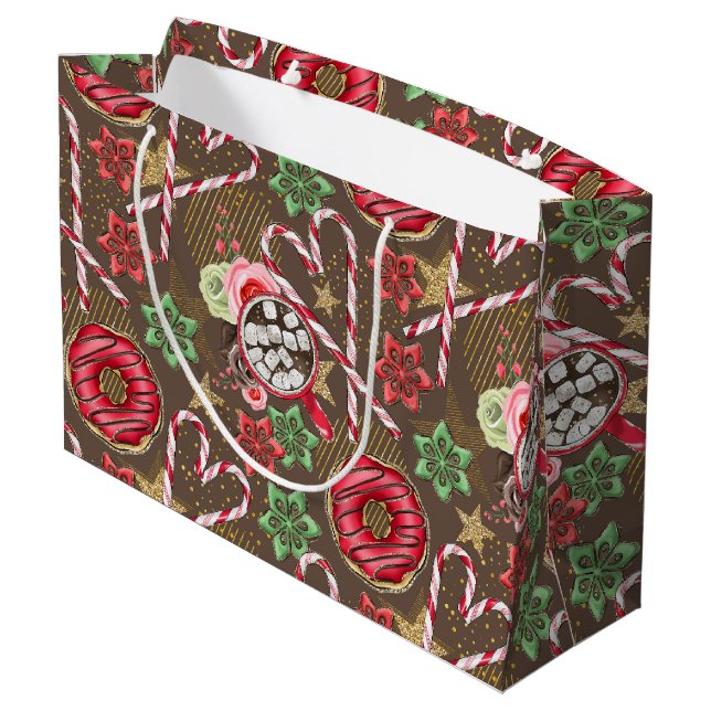 Christmas Pattern  Large Gift Bag (Back Angled)