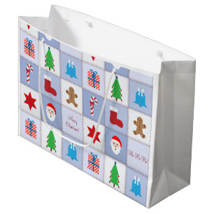 Christmas Pattern Large Gift Bag - Blue