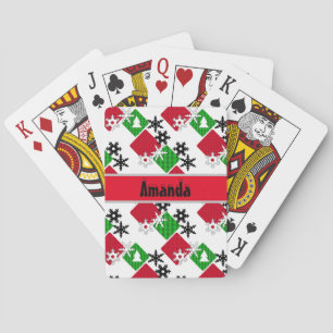 Christmas pattern, new year, Christmas, patchwork Playing Cards
