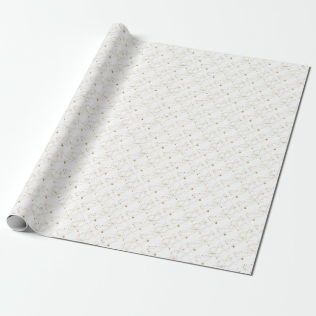 Christmas Pattern of Glittering Stars Wrapping Paper (Unrolled)