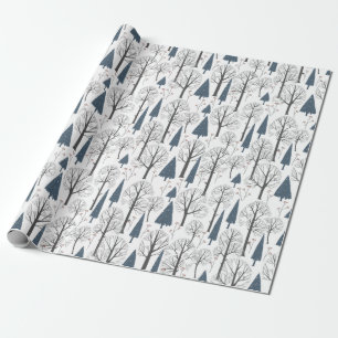 Christmas Pattern Of Winter Forest Trees Wrapping Paper