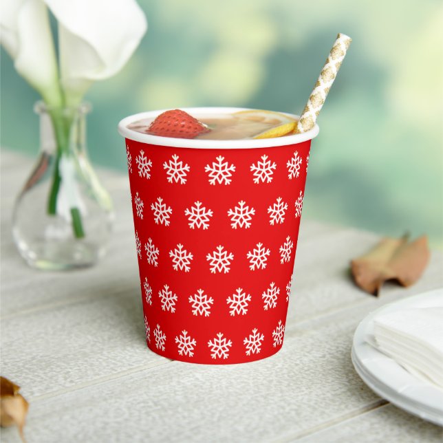 Christmas Pattern on Red Paper Cups (Insitu)