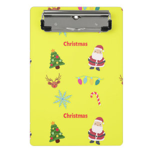 Christmas pattern on yellow mini clipboard