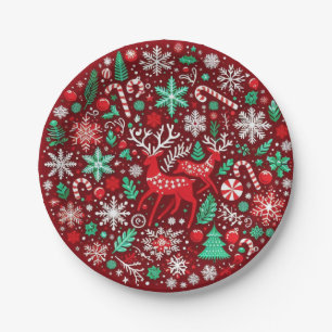 Christmas pattern paper plate