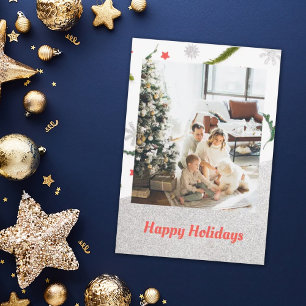 Christmas Pattern photo on silver Christmas Card