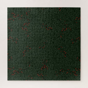 Christmas Pattern Pine Needles and Red Berries Jigsaw Puzzle