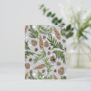 Christmas Pattern, Pine Snow 10 Holiday Postcard