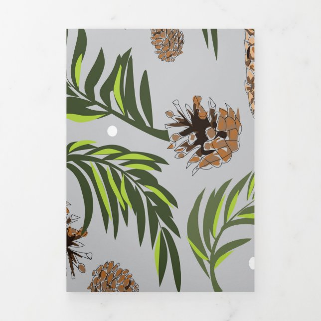 Christmas Pattern, Pine Snow 10 Tri-Fold Holiday Card (Cover)