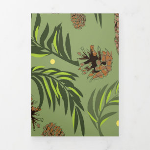 Christmas Pattern, Pine Snow 11 Tri-Fold Holiday Card