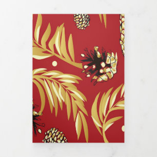 Christmas Pattern, Pine Snow 3 Tri-Fold Holiday Card
