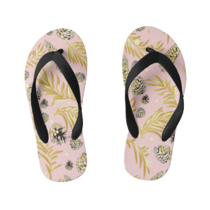 Christmas Pattern, Pine Snow 4 Kid's Flip Flops