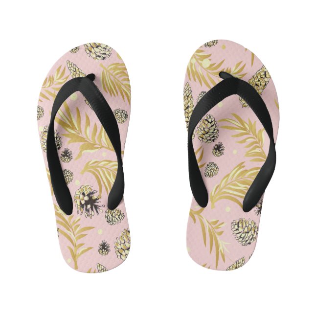 Christmas Pattern, Pine Snow 4 Kid's Flip Flops (Footbed)