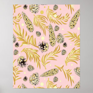 Christmas Pattern, Pine Snow 4 Poster