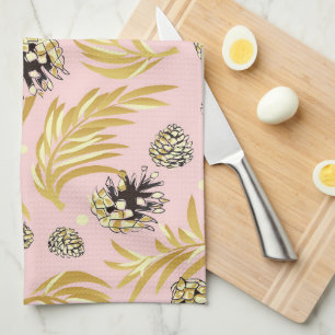 Christmas Pattern, Pine Snow 4 Tea Towel