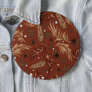Christmas Pattern, Pine Snow 8 6 Cm Round Badge