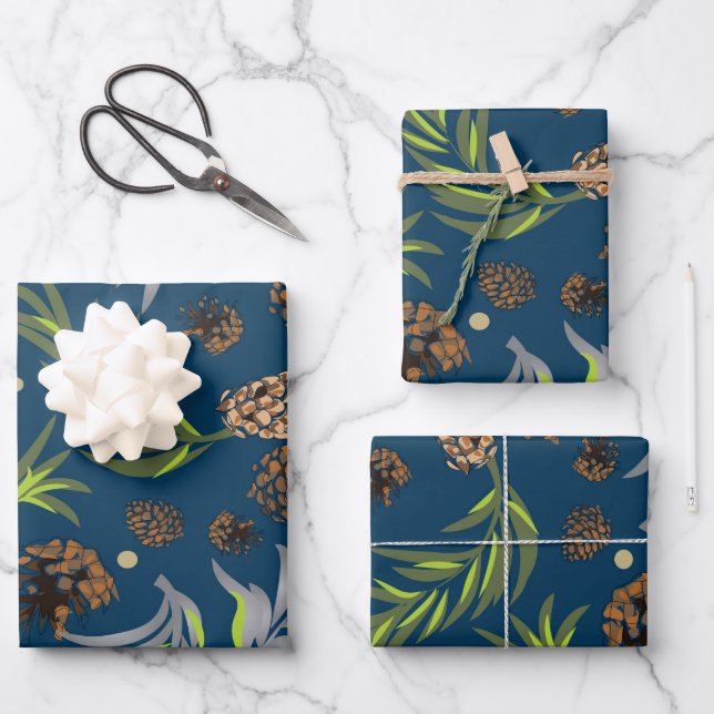 Christmas Pattern, Pine Snow 9 Wrapping Paper Sheet (Front)