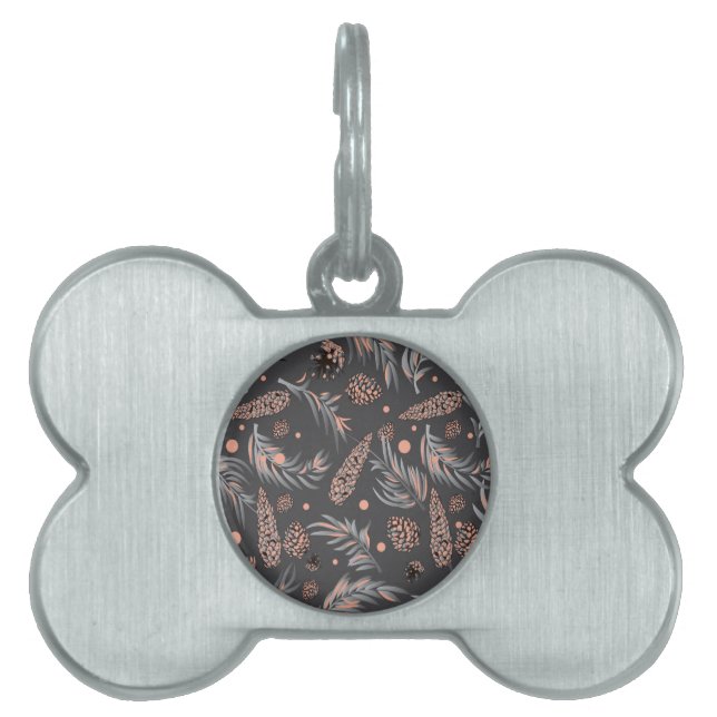 Christmas Pattern, Pine Snow Pet ID Tag (Front)