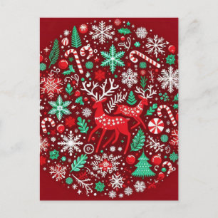 Christmas pattern postcard