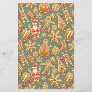 Christmas Pattern (Santa and Gingerbread) Stationery