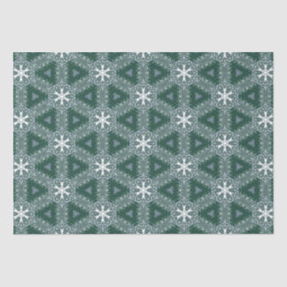Christmas Pattern Snowflakes Green White Tissue Paper