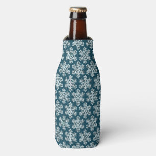 Christmas Pattern snowflakes white blue Bottle Cooler