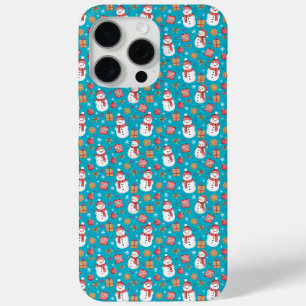 Christmas Pattern Snowman Holly Leaves And Present iPhone 15 Pro Max Case