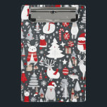 Christmas pattern snowman santa trees grey decor mini clipboard<br><div class="desc">Christmas decor snowman Christmas trees Christmas ornaments lovely snowmen lovely cute Christmas pattern looks great for the holiday season for gifting and and room decor. Great on gift wrapping paper gift boxes gift wrapping sheets. Lovely design for home decor ornaments Christmas tree decor cute design for anything you need about...</div>