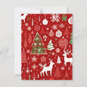 Christmas pattern snowman santa trees grey decor RSVP card