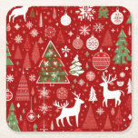Christmas pattern snowman santa trees grey decor square paper coaster<br><div class="desc">Christmas decor snowman Christmas trees Christmas ornaments lovely snowmen lovely cute Christmas pattern looks great for the holiday season for gifting and and room decor. Great on gift wrapping paper gift boxes gift wrapping sheets. Lovely design for home decor ornaments Christmas tree decor cute design for anything you need about...</div>