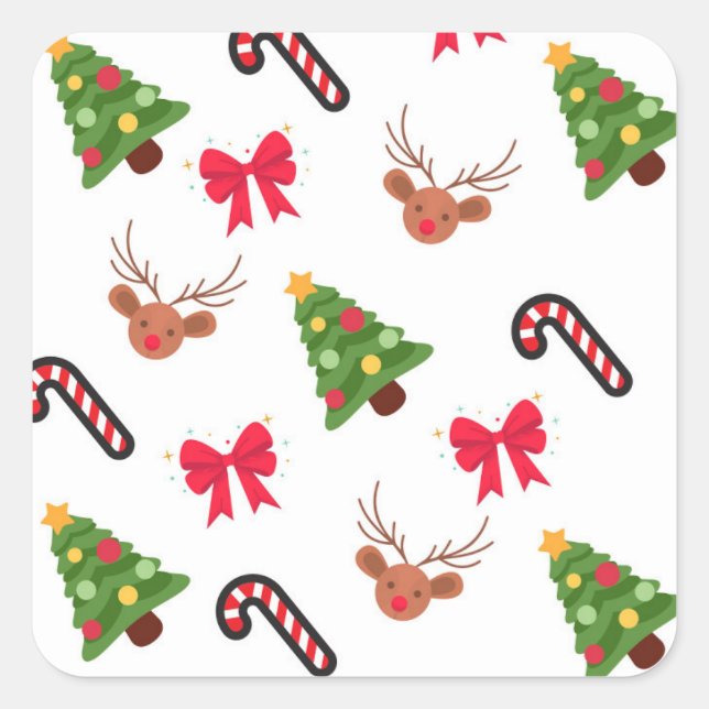 Christmas pattern square sticker (Front)