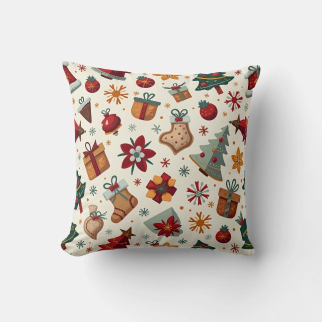 Christmas Pattern Throw Pillow (Front)