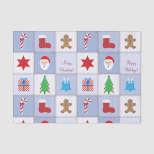 Christmas Pattern Tissue Paper - Blue
