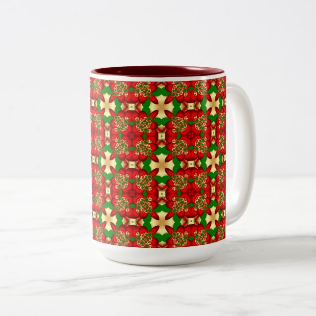 Christmas Pattern Two-Tone Coffee Mug (Front Right)